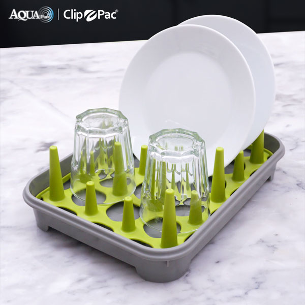 Clip Pac Aqua Pura ตะแกรงคว่ำจาน พร้อมถาดรองน้ำ รุ่น S2-3869 พลาสติกคุณภาพดี หนา ทนทาน